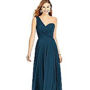 TH025 - One-Shoulder Draped Chiffon Maxi Dress - Dani
